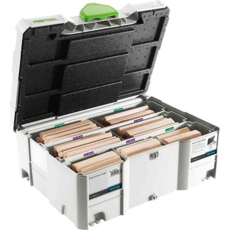 Festool – Assortiment domino en hêtre DS/XL D12/D14 128x – Tenons 12x100/12x140/14x100/14x140 mm – Pour assemblages bois lourds