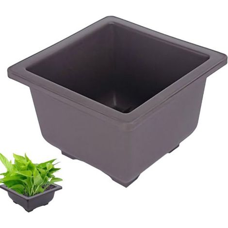 1 Pot de fleurs carré, Plastique recyclé, Trous de drainage, Résistant aux chocs, Pour succulentes intérieur jardin (1/5)