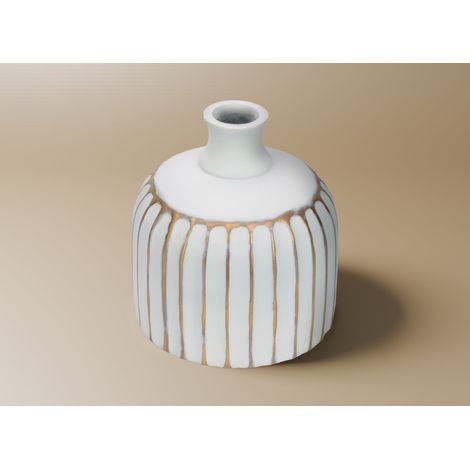 Vase en polyrésine blanc et doré H19 cm ARCA (1/2)