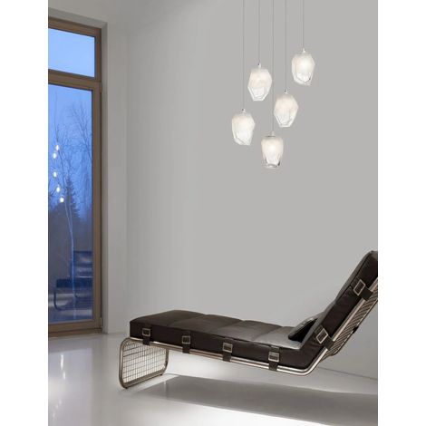 [NEUWERTIG] B-Ware Nova Luce Pendelleuchte Hängeleuchte Ice G9 Weiß Lampe Deckenleuchte 5 Fach