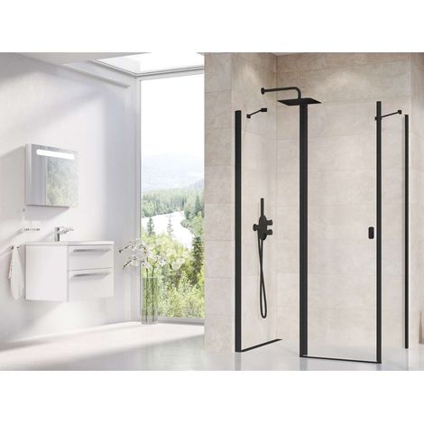 Ravak Chrome - Mampara de ducha CPS-80, 80x195 cm, cristal negro/transparente 9QV40300Z1 (1/5)