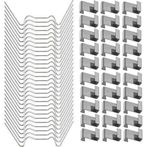 120 Clips de fixation, acier inoxydable, 60 clips W et 60 clips Z, pour vitrage de serre, cadre en aluminium (1/5)