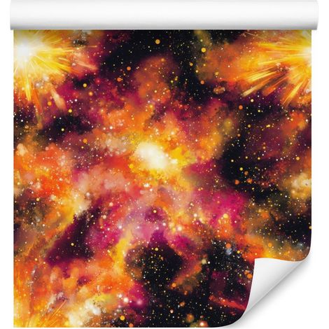 Papier peint aquarelle galaxie rouge, pêche et or 50x1000 cm (1/5)
