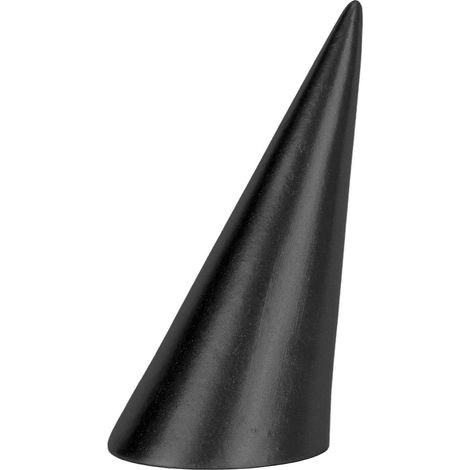 Schwarzer, kegelförmiger Ringständer, ideal für Verlobungs- oder Eheringe.