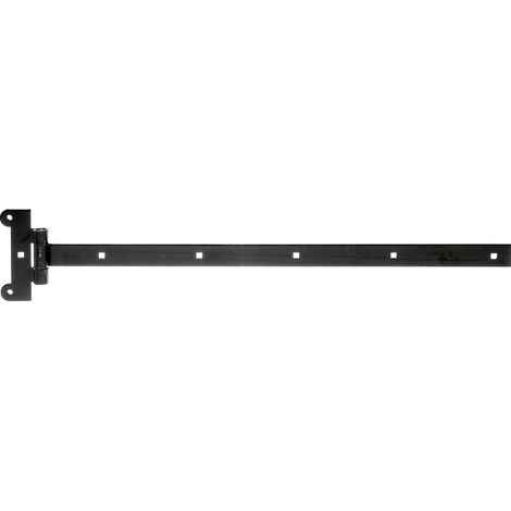 Penture anglaise avec goupille rivetée laquée noire penture 591 x 30 mm charnière 121 x 51 mm (1/4)