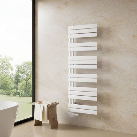 Heilmetz Sèche-serviette eau chaude Radiateur 1385x500 mm 661W Blanc Plates Raccordement Latéra