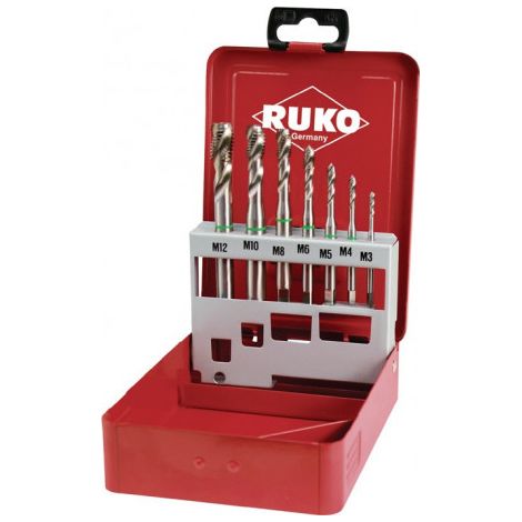 Jeu de tarauds de machine DIN 371/376 C M3-M12 7unités.HSS-Co5 coffret métalique.RUKO