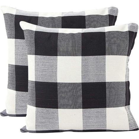 Kissenbezug mit geometrischem Gittermuster für Sofa, Wohnzimmer, Schlafzimmer, Inneneinrichtung, 45 x 45 cm, 2er-Set (Schwarz-Weiß  2 Stück)