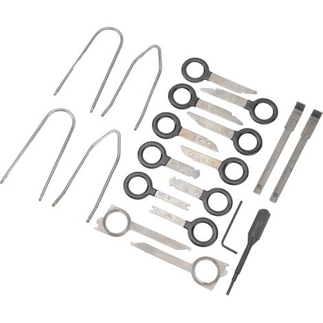 Kit 20 pièces d'outils de démontage autoradio en acier ergonomique, clés universelles pour lecteurs CD stéréo, voitures et camions (1/5)
