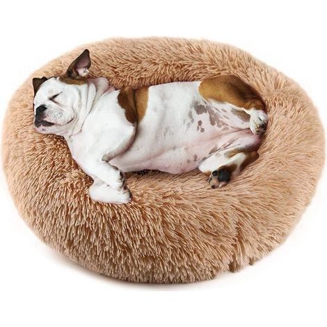 Panier rond pour animal domestique en peluche en forme de donut - Doux et apaisant - Pour le printemps et l'automne - 40 cm (1/5)