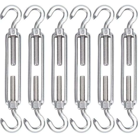Enowelir Lot de 6 Tendeurs de Câble en Acier Inoxydable M5 Crochets Réglables pour Installation de Toile d'Ombre Corde à Linge et Grillage (1/4)