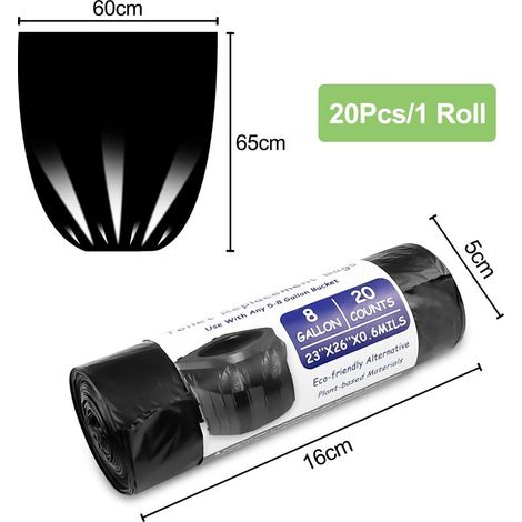 20er-Pack Toilettenbeutel, Schwarz, biologisch abbaubar, 22 l, wasserdicht, passend für alle Campingtoiletten, ideal für Camping, Wandern und Reisen (1/5)