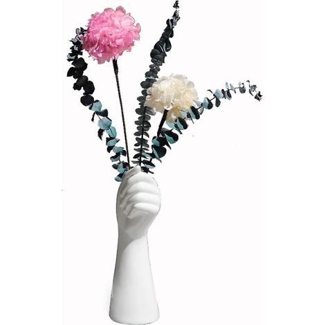 Vase décoratif en céramique blanche pour fleurs bouton idéal pour les compositions florales hydroponiques. (1/5)