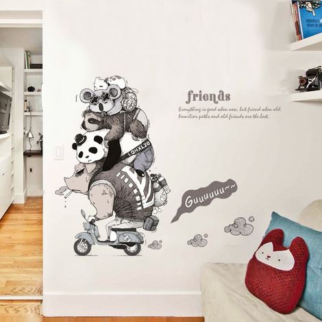 Sticker mural Animaux Amis (Dimensions : 112 cm x 87 cm) (1/5)
