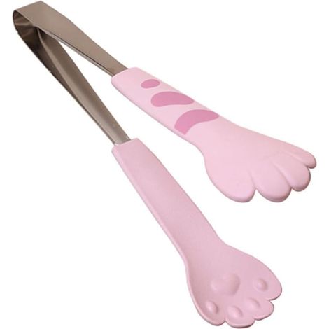 Pince nourriture "patte de chat" inox moyenne, résistante chaleur, ergonomique pour buffet/service (couleur aléatoire) (1/5)