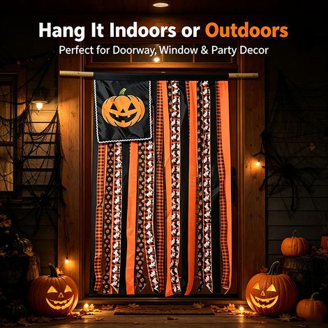 Halloween Banner Kürbis 68,5x127 cm Wanddeko Türbehang ohne LED und ohne Stab (1/5)