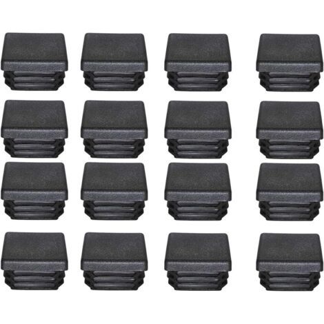 Aiperq 40x40mm Plastic End Caps, Black Square Tube End Caps, Plastic Plugs for Furniture and Trampoline Legs, 16 Pieces (1/4)