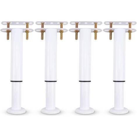 Lot de 4 Pieds de Support de lit réglables en métal, rétractables, très résistants, pour Armoire, canapé, Cadre de lit, pièces de Rechange de 18 à 32 cm (Blanc Lot de 4) (1/5)