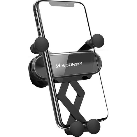 Soporte para teléfono móvil para coche con sistema de gravedad para la rejilla de ventilación, color negro. (1/5)