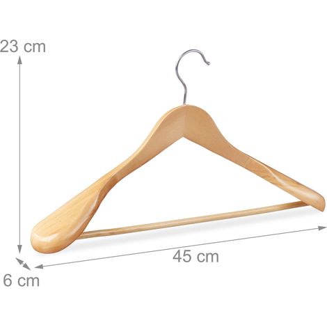 Lote de 8 perchas para trajes de madera de arce acabado mate 23 x 45 x 6 cm con gancho giratorio y soporte ancho 130015881 (1/3)