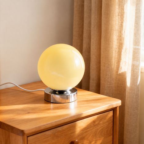 Lampe de chevet sphérique en verre couleur crème prise européenne 9 W trois couleurs 9 réf 7287 27 × 20 × 20 cm 1,1 kg – Livraison gratuite