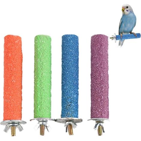 4 Pièces Perroquet Perches, Perroquet Cage Perche, Coloré Cage À Oiseaux Gommage Stand Bar, Perroquet Jouet à Mâcher, Coloré Bâton de Griffe de Perroquet pour l'entretien des Griffes e (1/5)