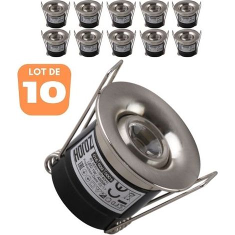 Lot de 10 minis spots LED SILVIA 1W orientable rond mat chrome (1/2)