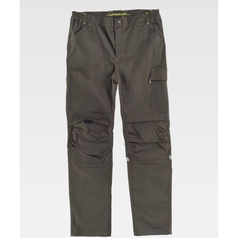 Pantalón de tejido elástico para industrias con refuerzos B4031 WORKTEAM L Verde caza