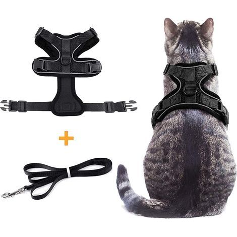 Harnais pour chat avec laisse de promenade anti-évasion gilet réglable harnais pour chats fournitures pour animaux (1/5)