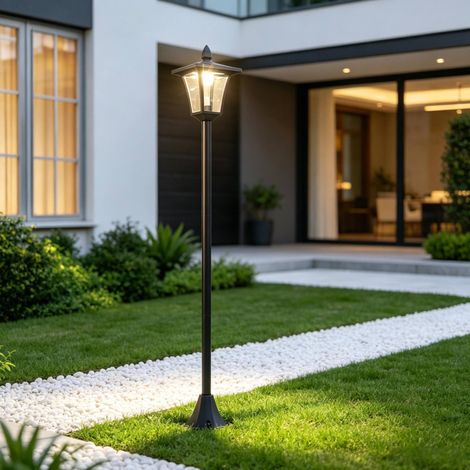 Lampe solaire de jardin sur pied 18 x 18 x 160 cm LED 40 lm noire HAVRYA (1/4)