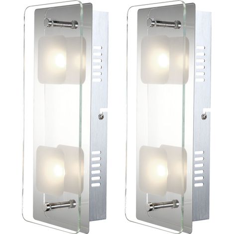 2x lampade da parete a LED illuminazione camera da letto luci specchio in vetro satinato (1/5)