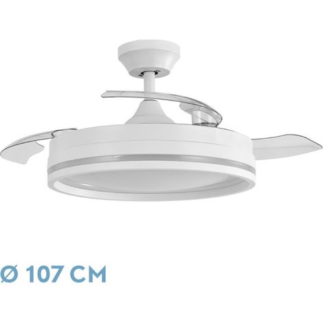 Abrila - Ventilator DC CERRATO - Farbe White mit three Deployable Blades mit 6 einstellbaren Geschwindigkeiten mit 3 Temperaturen de Light Remote Control Included (1/2)