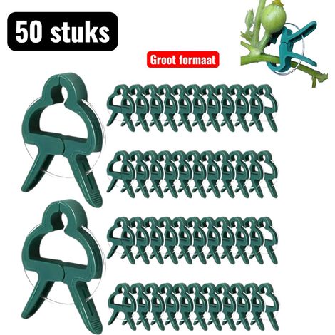 50 clips de jardin en plastique vert grande taille pour plants de tomates plantes et tiges maintien et soutien des plantes au potager (1/5)