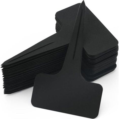100 étiquettes épaisses pour plantes, étiquettes de jardin en plastique, étiquettes réutilisables, étiquettes extérieures pour potager, noires (1/5)