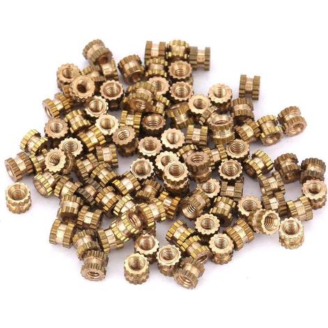 M2 Écrou Moleté Insert Fileté Cylindrique Écrou Filetage Femelle en Laiton Écrou Incorporé Écrou Insert Moleté Écrou Inclus Embouti Moulé(M243.5（100pcs）).