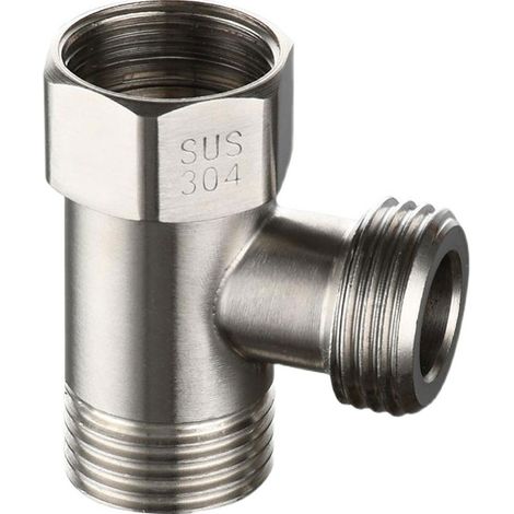 [JAMAIS UTILISÉ]Robinet de Dérivation 3 Voies en Acier Inoxydable 304 G1/2" - Adaptateur Universel en T pour Système de Douche - Distributeur Portable avec Flexible de Bidet et Pulvérisateur (1/5)