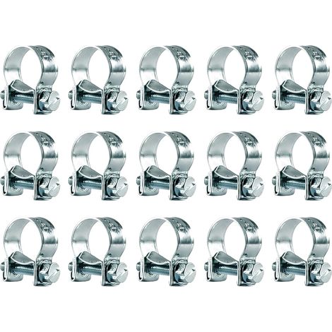 15 Pièces Collier de Serrage Acier Galvanisé 13-15mm Colliers Serrage Collier Durite Réglables pour Pince Collier Echappement Tuyau de Carburant (1/5)