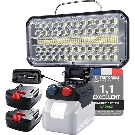 18V Cordless Battery Lamp for Battery for Battery Portable Projector for Construction Sites with Type C and USB Charging for Camping (1/5)
