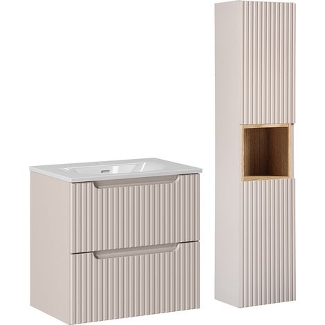 Set di mobili da bagno con lavabo Riva cachemire 60cm
