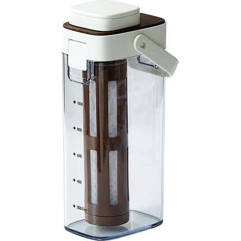 Caffettiera a freddo da 1000 ml con filtro a maglia fine rimovibile, adatta per tè freddo, tisane alla frutta e caffè freddo fatto in casa (bianca). (1/5)
