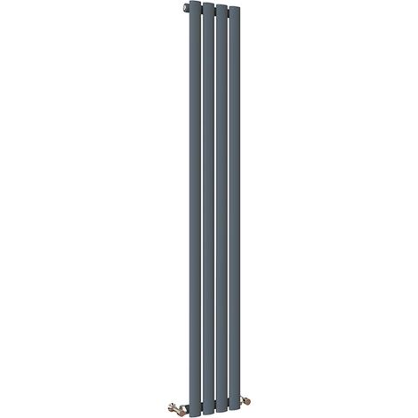 Single Tall Vertical Oval Panel Radiator Anthracite 1600mm High 236mm Wide