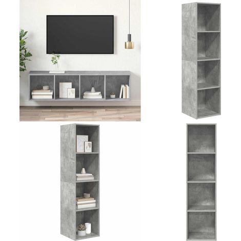 TV-Wandschrank Betongrau 37x37x142,5 cm Holzwerkstoff - Wandhalterung - Holzwerkstoff (1/5)