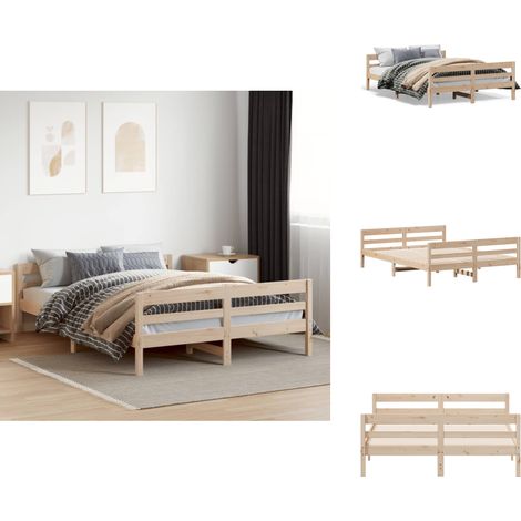 Massivholzbett ohne Matratze 140x200 cm Kiefernholz - Holzbett - Kiefernholzbett - Massives Holzbett - Boxspringbetten - Doppelbett (1/5)