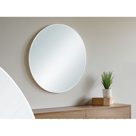 Wandspiegel MILA rund Metallrahmen Weiß Ø 50cm (1/5)