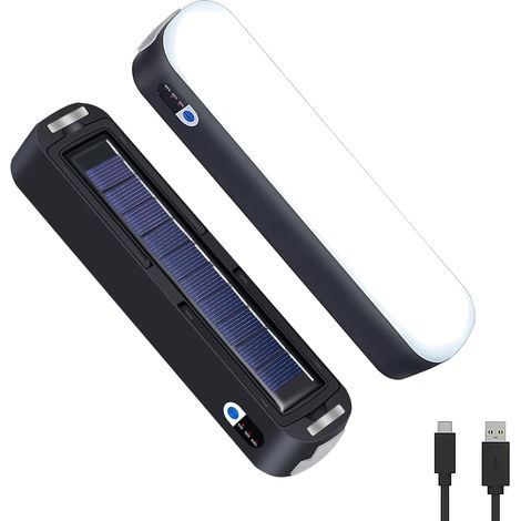 5500mAh Rechargeable Solar LED Magnetic Work Light Bar, 6500K Portable Emergency Lighting for Home Power Outages, Camping, and Car Repairs (1/5)