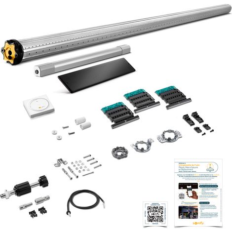 Kit motorisation RS100 Solar io solaire - Somfy - Kit moteur + panneau solaire 10 Nm + 1 commande murale