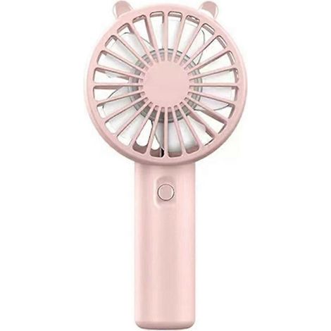 Mini ventilateur portable rechargeable par USB avec base de bureau, idéal pour le maquillage et les cils, rose. Convient aux femmes et aux filles. Utilisation en extérieur. (1/5)