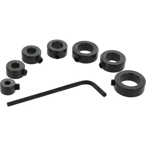 Bohreranschlag-Set – Das Set beinhaltet: 1/8", 3/16", 1/4", 5/16", 3/8", 7/16" und 1/2" mit Inbusschlüssel zum Festziehen der Anschlag-Einstellschrauben (7 Teile) (1/5)