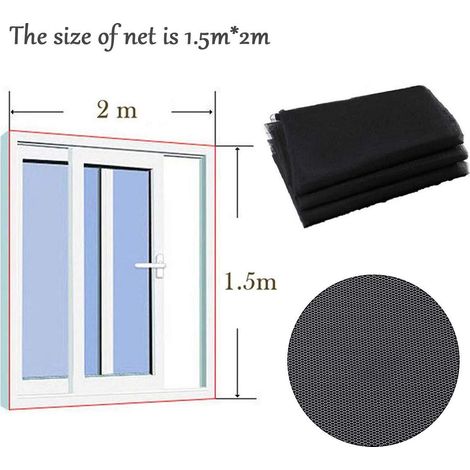 Filet de protection anti-insectes pour fenêtre, moustiquaire ajustable avec bande auto-adhésive, installation facile sans perçage, maille fine respirante pour maison et appartement