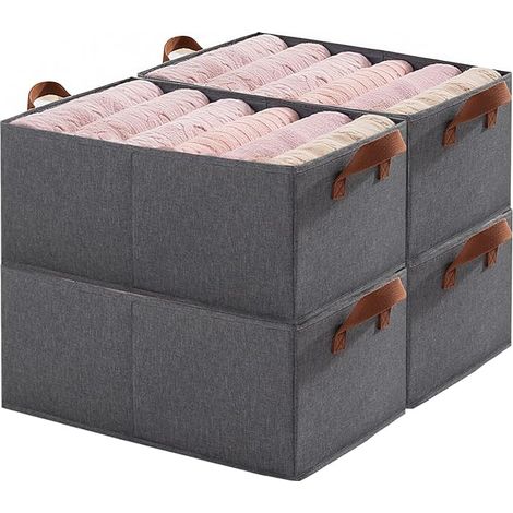 Fabric Storage Box Foldable Basket 45 x 28 x 20 cm Clothes Bin with Handle Cube for Wardrobe Dressing Toy (1/5)